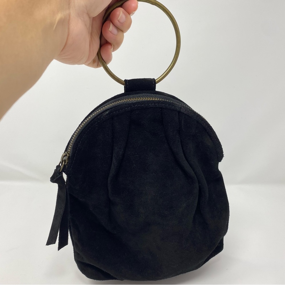 Suede evening clutch wristlet